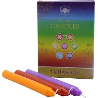 Vela Bujía ritual  GREEN TREE Siete Chakras